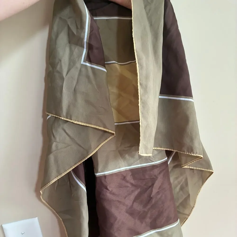 Totes rain scarf water repellant brown striped scarf 30 X 30 inches outdoors